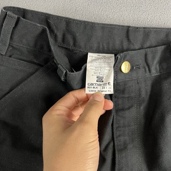 Carhartt Pants Mens 32X30 Black Carpenter Double Knee Canvas Outdoor Workwear - Picture 6 of 10